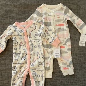 2 Carters Snap-up sleep n play outfits
